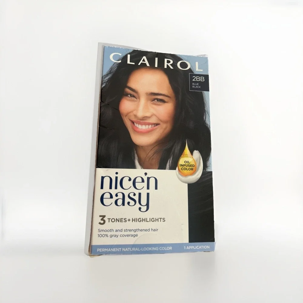 Clairol Nice 'n Easy Permanent Hair Color Dye 2BB Blue Black‎ 100% Gray Coverage